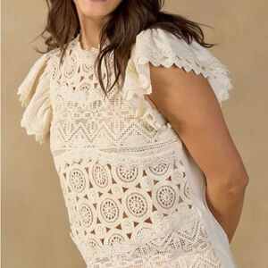 Sundance cream White Lace Alhambra Top petite small new with tags nwt